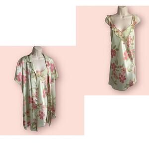 Vintage Morgan Taylor Intimates Satin Sleepwear Dress & Robe 90s Y2K